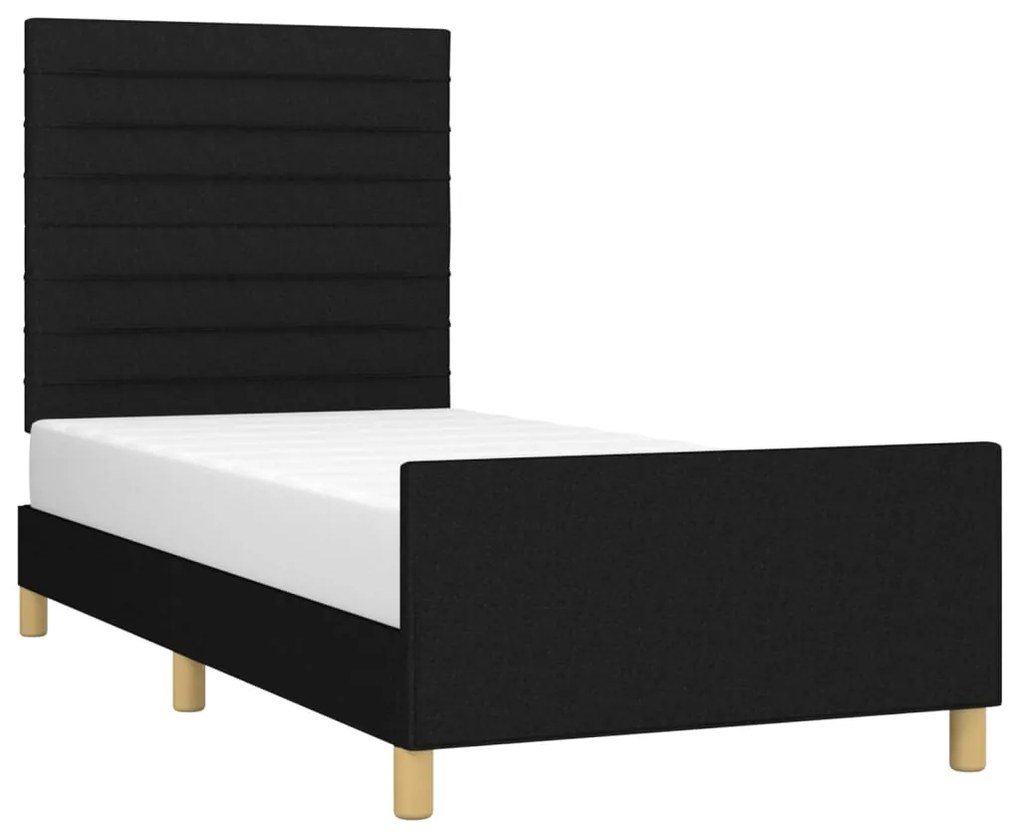 Estrutura de cama sem colchão 90x200 cm tecido preto