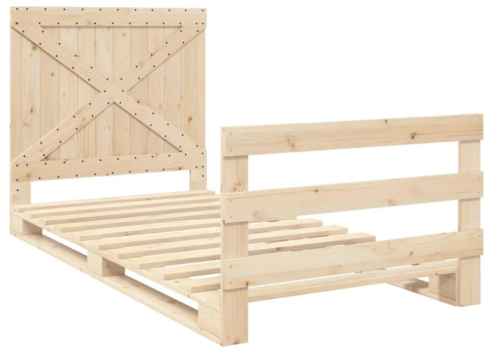 Estrutura de cama com cabeceira 100x200cm pinho maciço