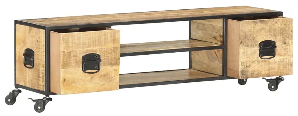 Móvel de TV 130x30x39 cm madeira de mangueira maciça
