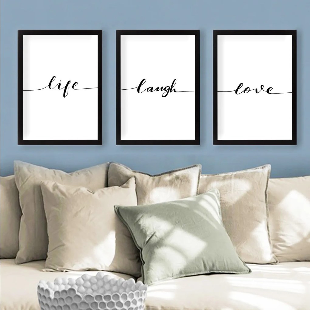 Pintura Decorativa com Moldura (3 Peças) SET_041 – Multicolor – 24 x 2