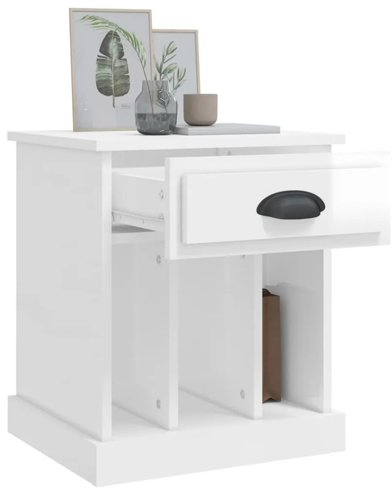 Mesas de cabeceira 2 pcs 43x36x50 cm branco brilhante