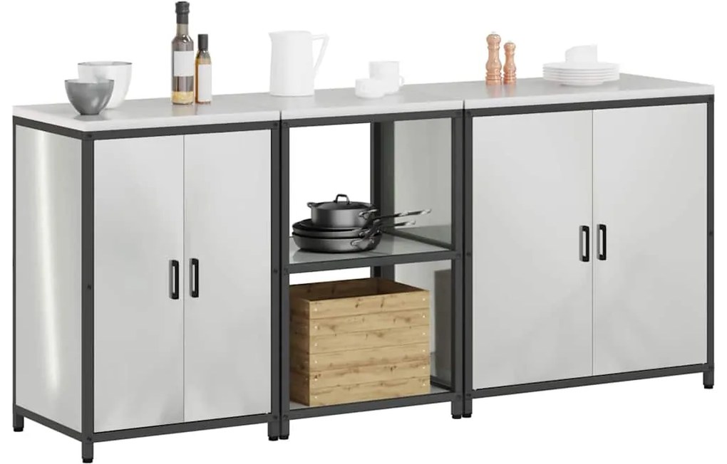 Conjunto de Armazenamento de Cozinha com prateleira Outros 3 pcs Prata