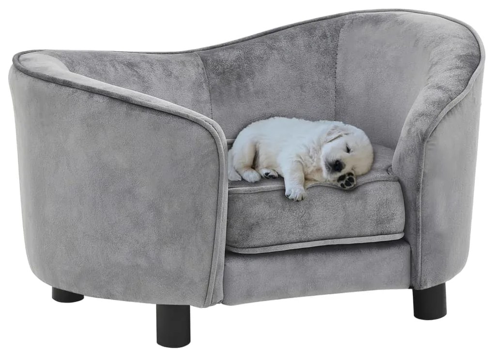 vidaXL Sofá para cães 69x49x40 cm pelúcia cinzento
