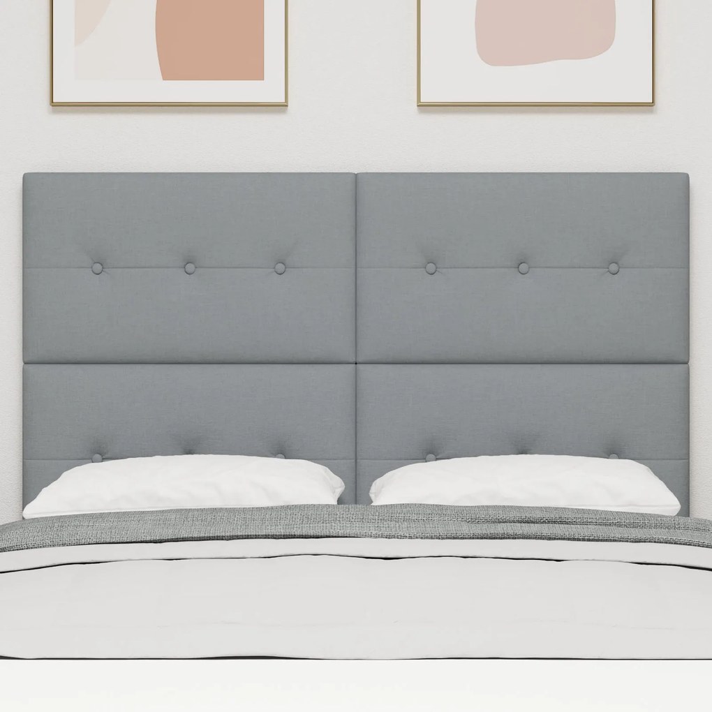 Cabeceira vidaXL Botão Tufted Cinza Claro 140 cm Tecido