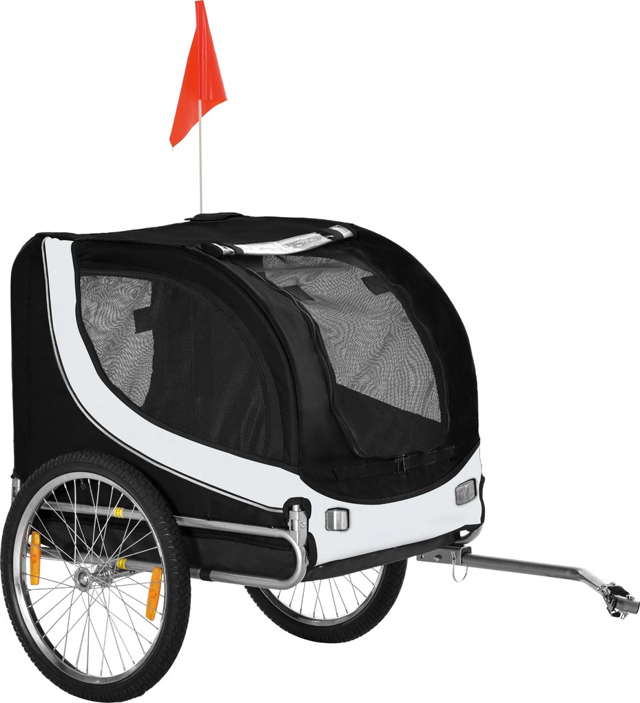 PawHut Atrelado de Bicicleta Cão de Estimação 130x90x110 cm 1 Bandeira 6 Refletores Bicicleta | Aosom Portugal