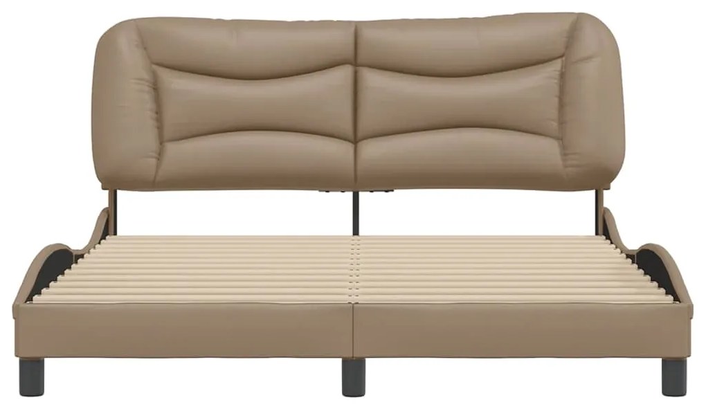 Estrutura cama cabeceira 160x200 cm couro artificial cappuccino