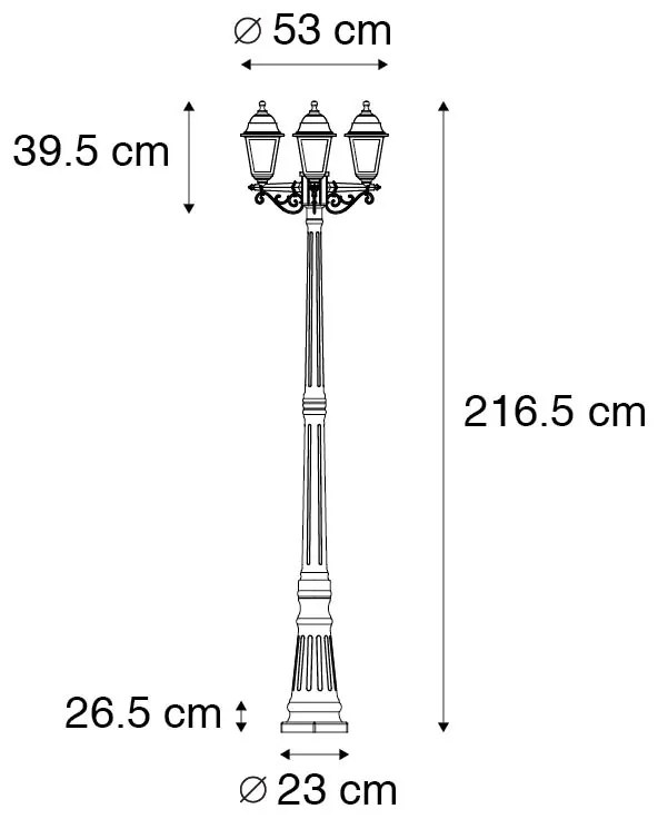 LED Lanterna inteligente de exterior preta 3 luzes incl. Wifi ST64 - New Haven Clássico / Antigo