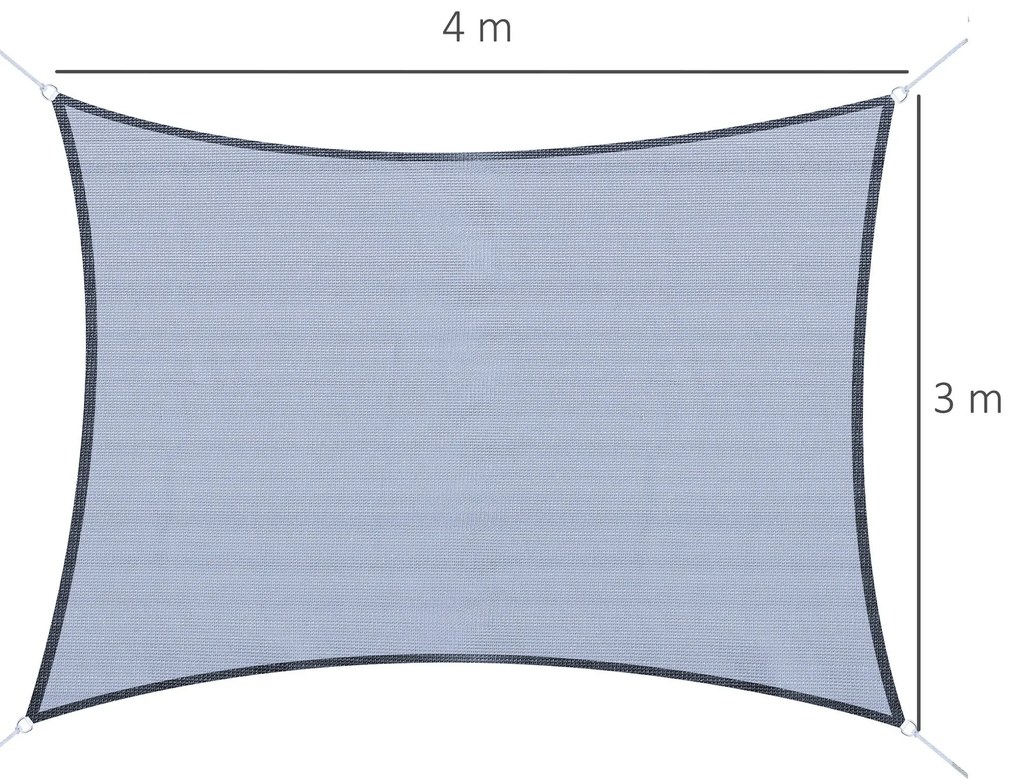Vela de Sombra Retangular 4x3 m Toldo Vela com Proteção UV Bolsa de Tr