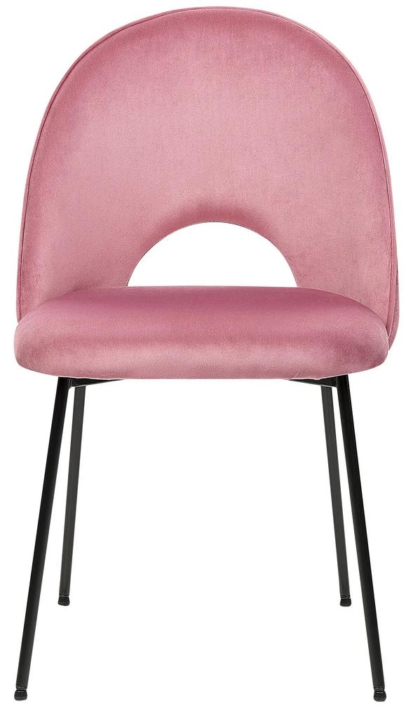 Conjunto de 2 cadeiras de jantar em veludo rosa COVELO Beliani