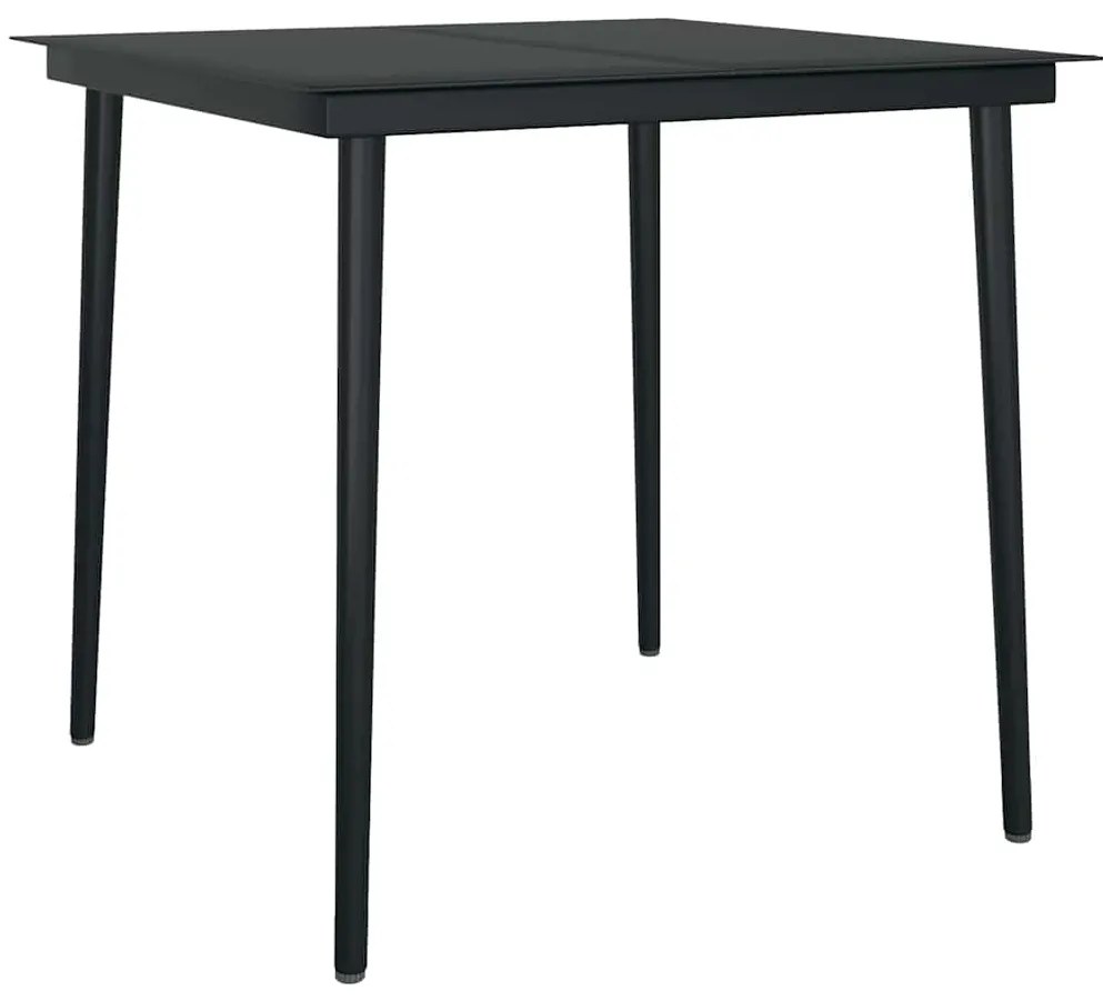 Conjunto de jantar jardim 5 peças vidro vime PE preto