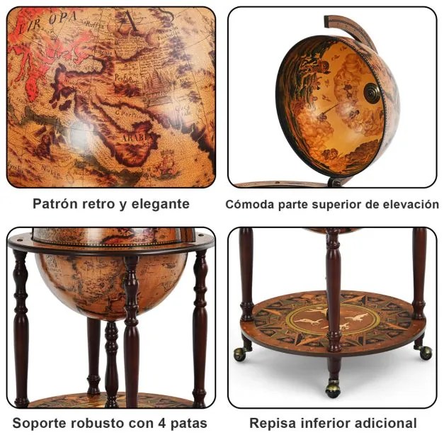 Garrafeira 45 cm em forma de globo Garrafeira Século XVI von Retro Castanha