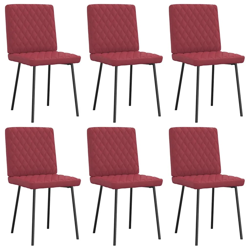 Cadeiras de jantar 6 pcs couro artificial vermelho-tinto