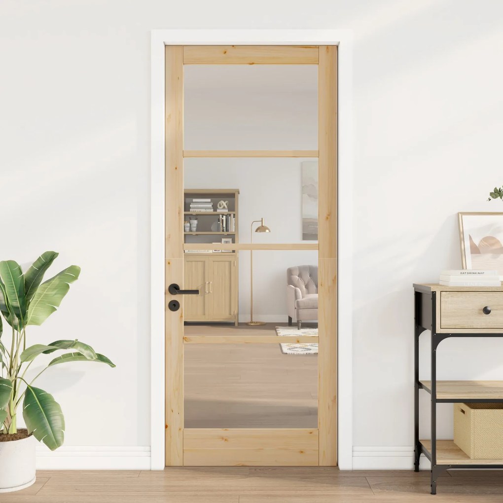 porta interna com vidro "ORKDAL" 86x211x4 cm madeira sólida de pinho