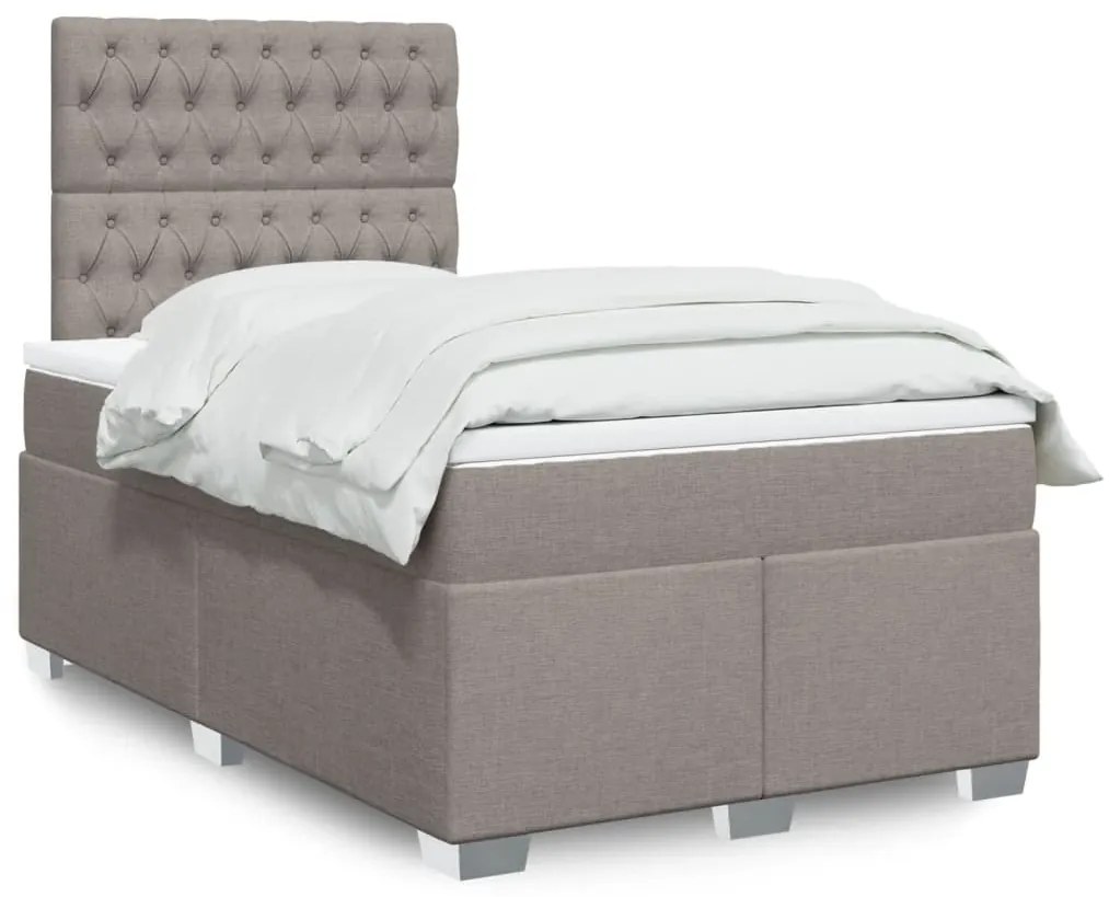 Cama boxspring c/ colchão 120x190cm tecido castanho-acinzentado