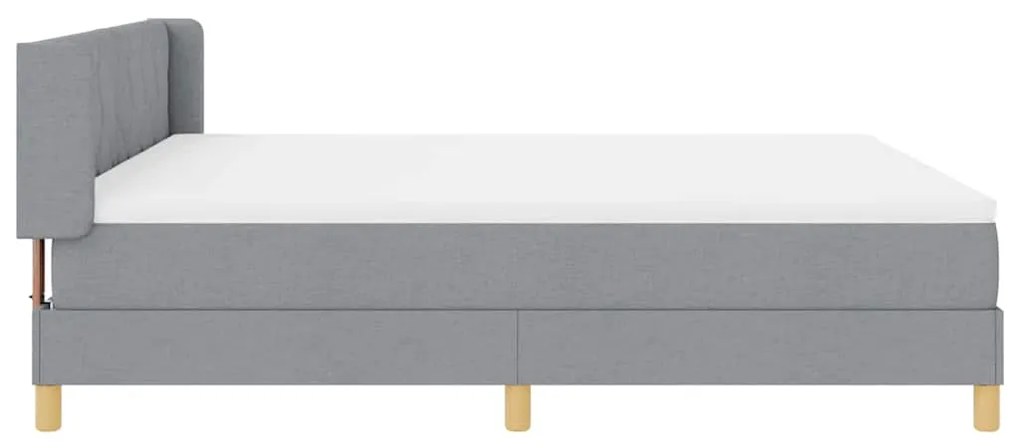 Cama Box Spring com Colchão Cinza Claro, 180 x 200 cm, Tecido