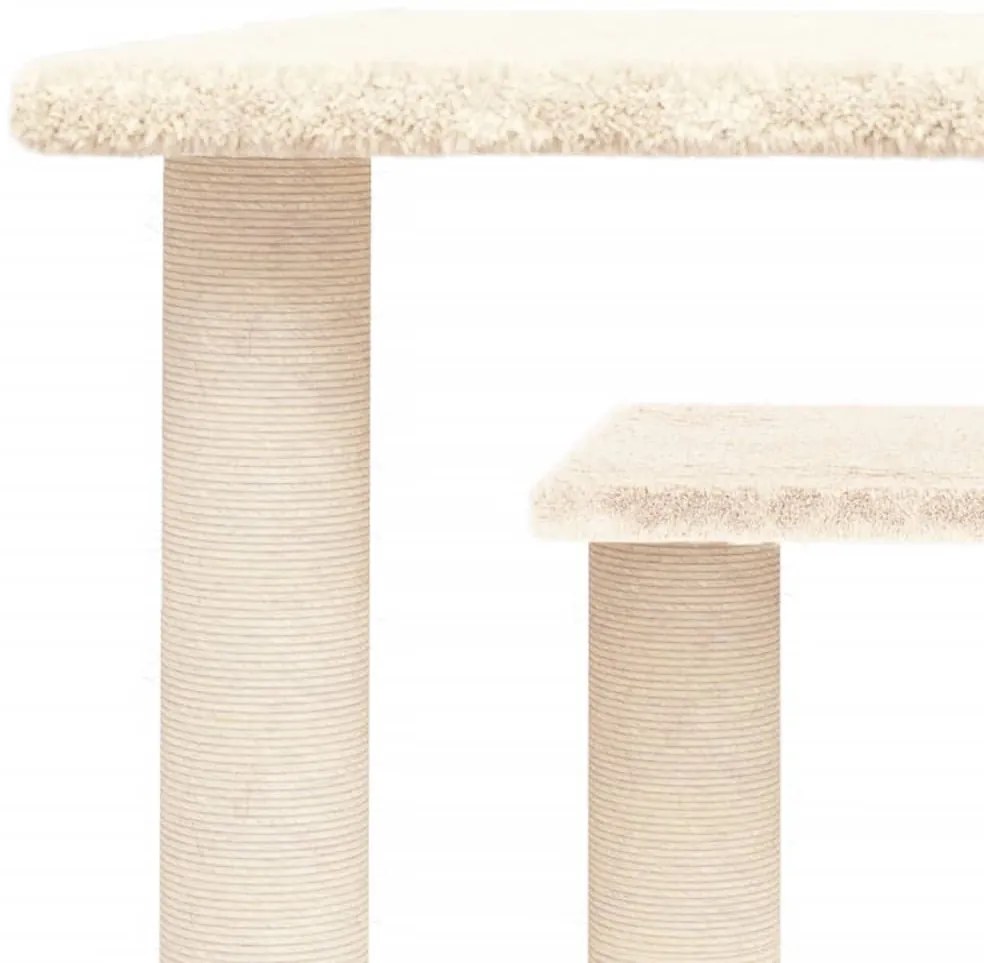 Postes arranhadores para gatos com plataformas 50 cm cor creme