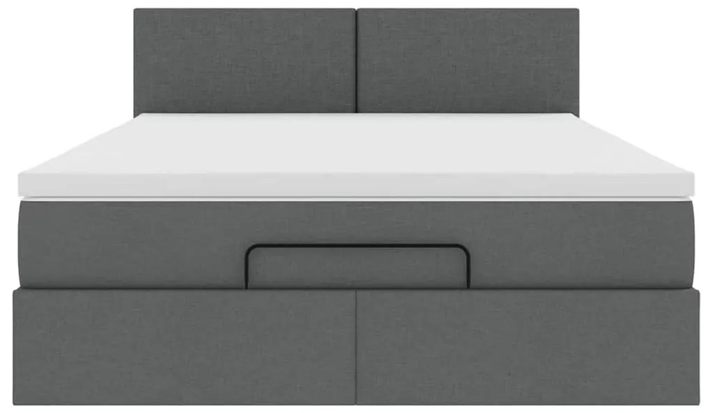 Cama otomana com colchão 140x190 cm tecido cinzento escuro