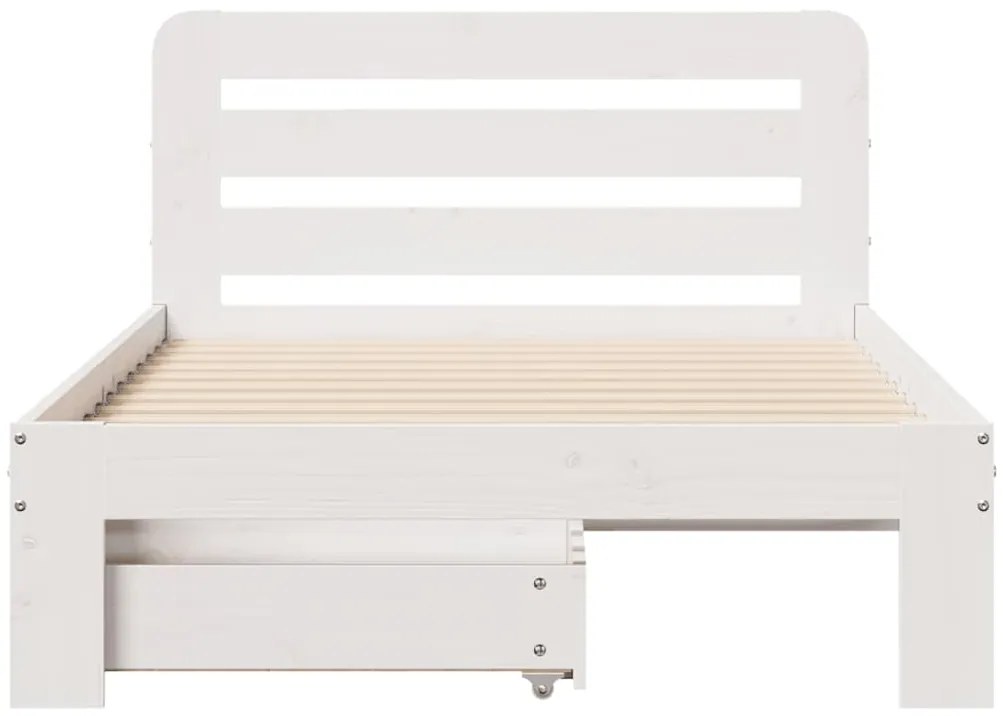 Cama sem colchão 90x200 cm madeira de pinho maciça branco