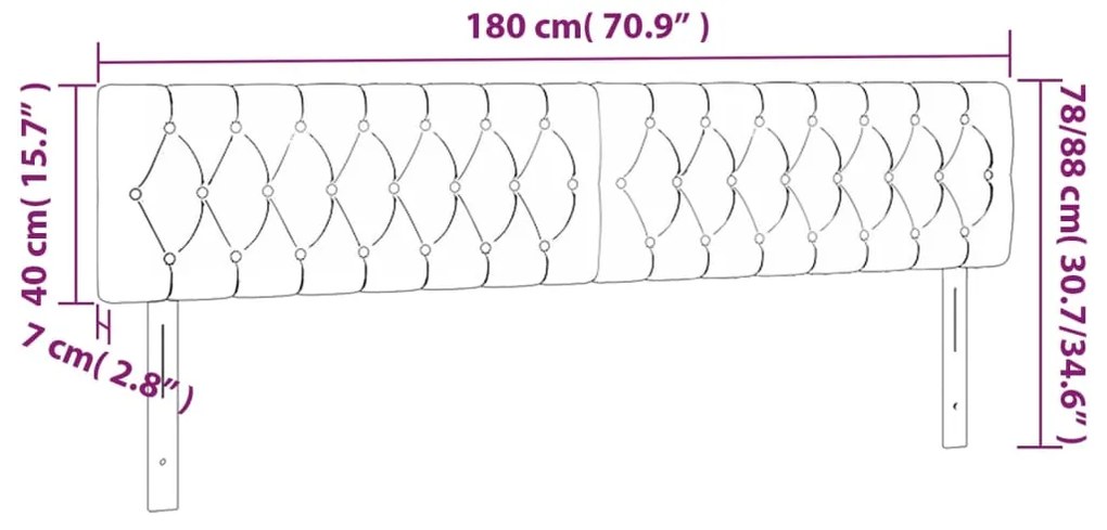 Cabeceira de cama c/luzes LED veludo 180x7x78/88 cm cinza-claro