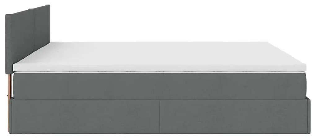 Cama Otomana com colchão &amp; LEDs 180x200cm tecido cinza-escuro