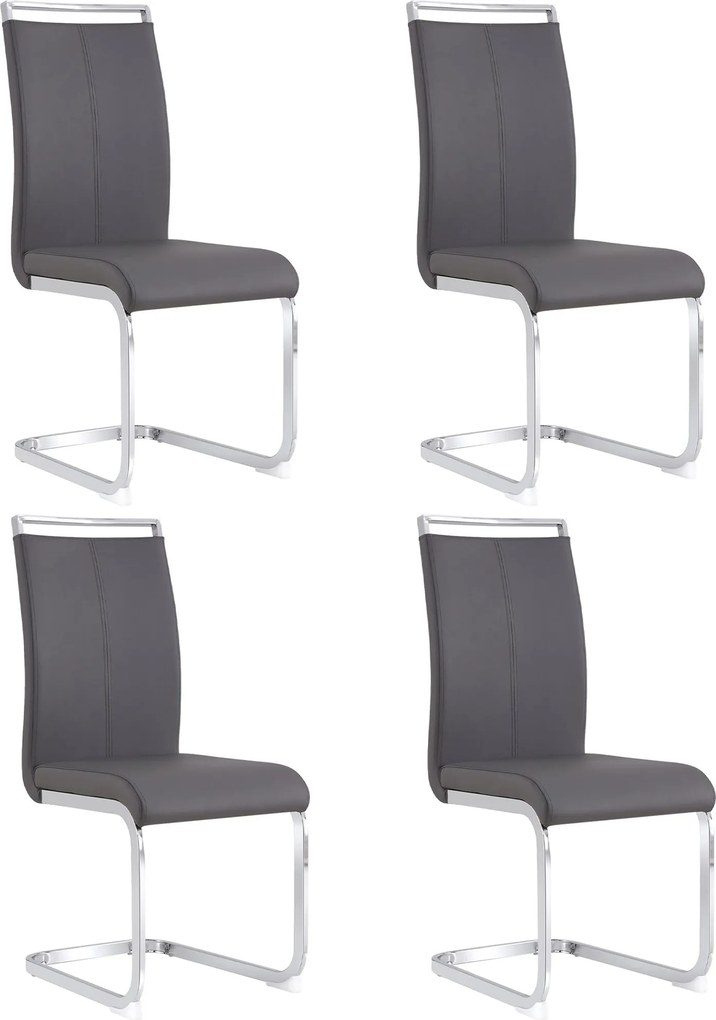 Conjunto de 4 cadeiras de jantar modernas, design ergonómico com encosto alto, 42x54x100 cm, Cinzento