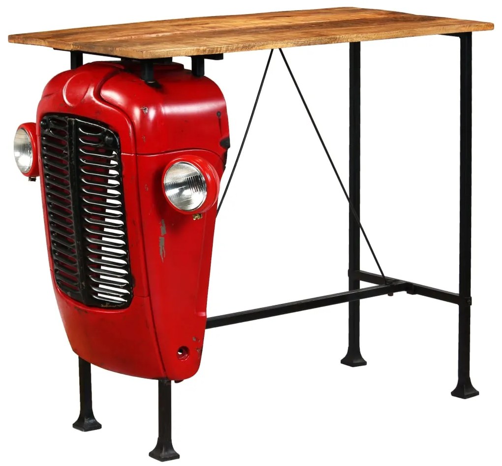 vidaXL Mesa bar trator madeira mangueira maciça 60x120x107 cm vermelho