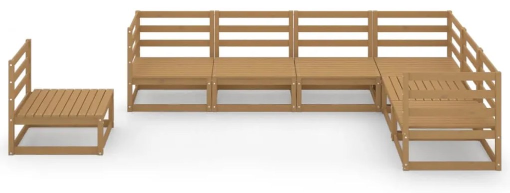 7 pcs conjunto lounge de jardim pinho sólido castanho mel