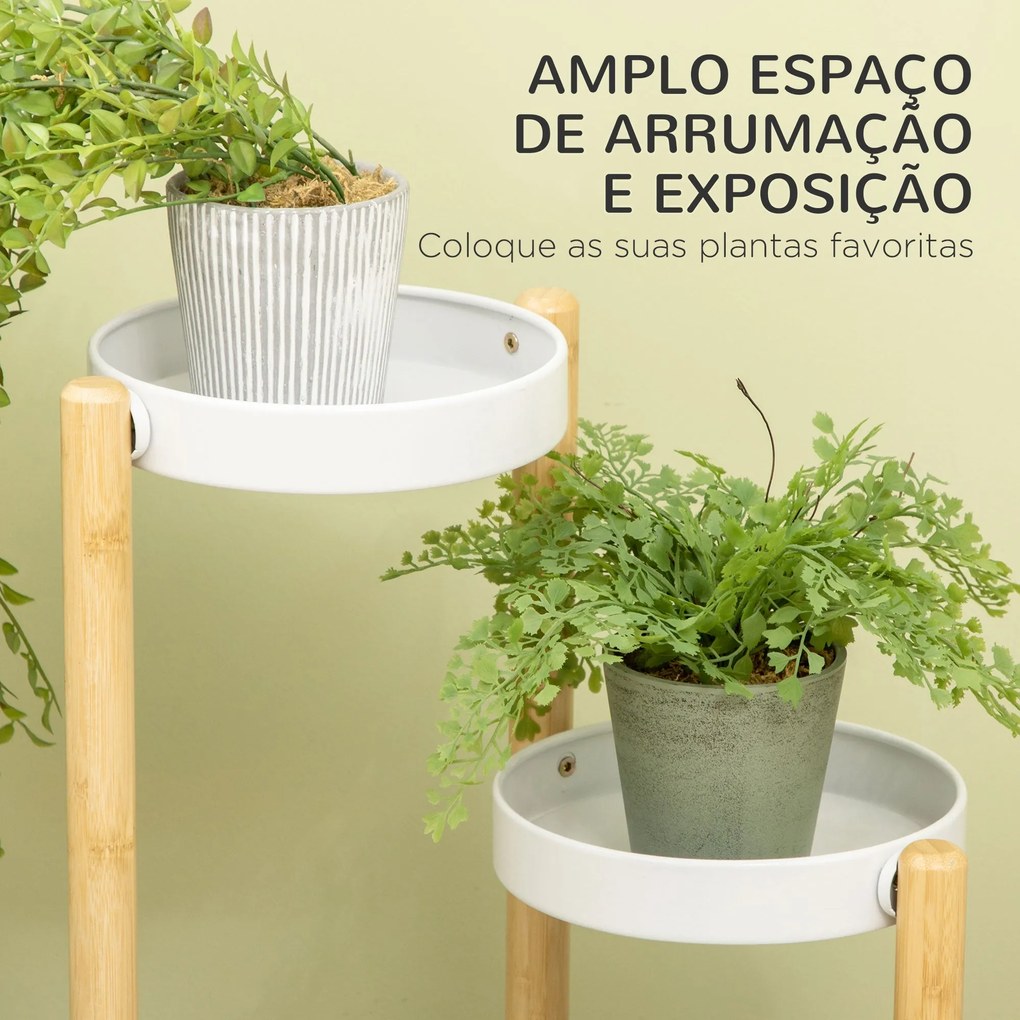 Outsunny Suporte para Plantas Prateleira para Plantas com Pés de Bambu