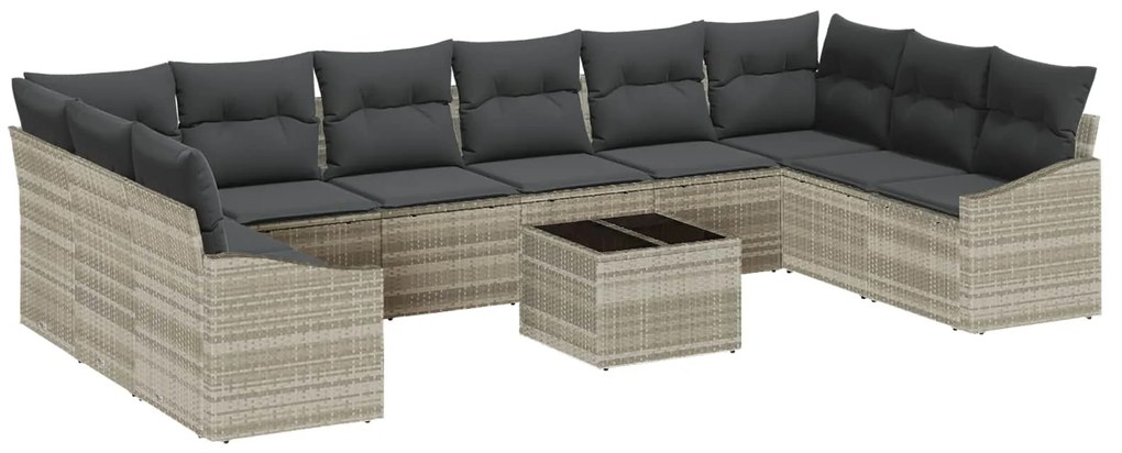 vidaXL Conjunto de Sofá de Jardim Cinzento-claro vime PE