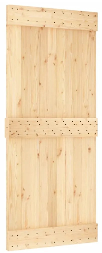 Porta de correr com ferragens 90x210 cm madeira de pinho maciça