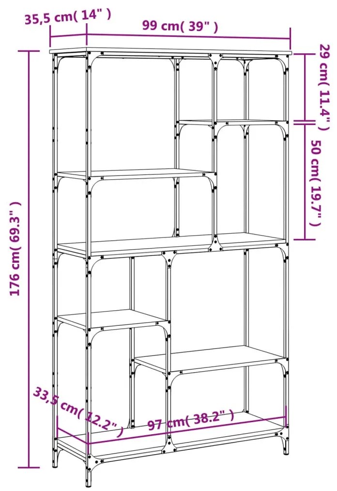 Estante 99x35,5x176 cm derivados de madeira/aço cinzento sonoma