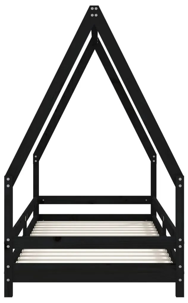 Estrutura de cama infantil 80x200 cm pinho maciço preto