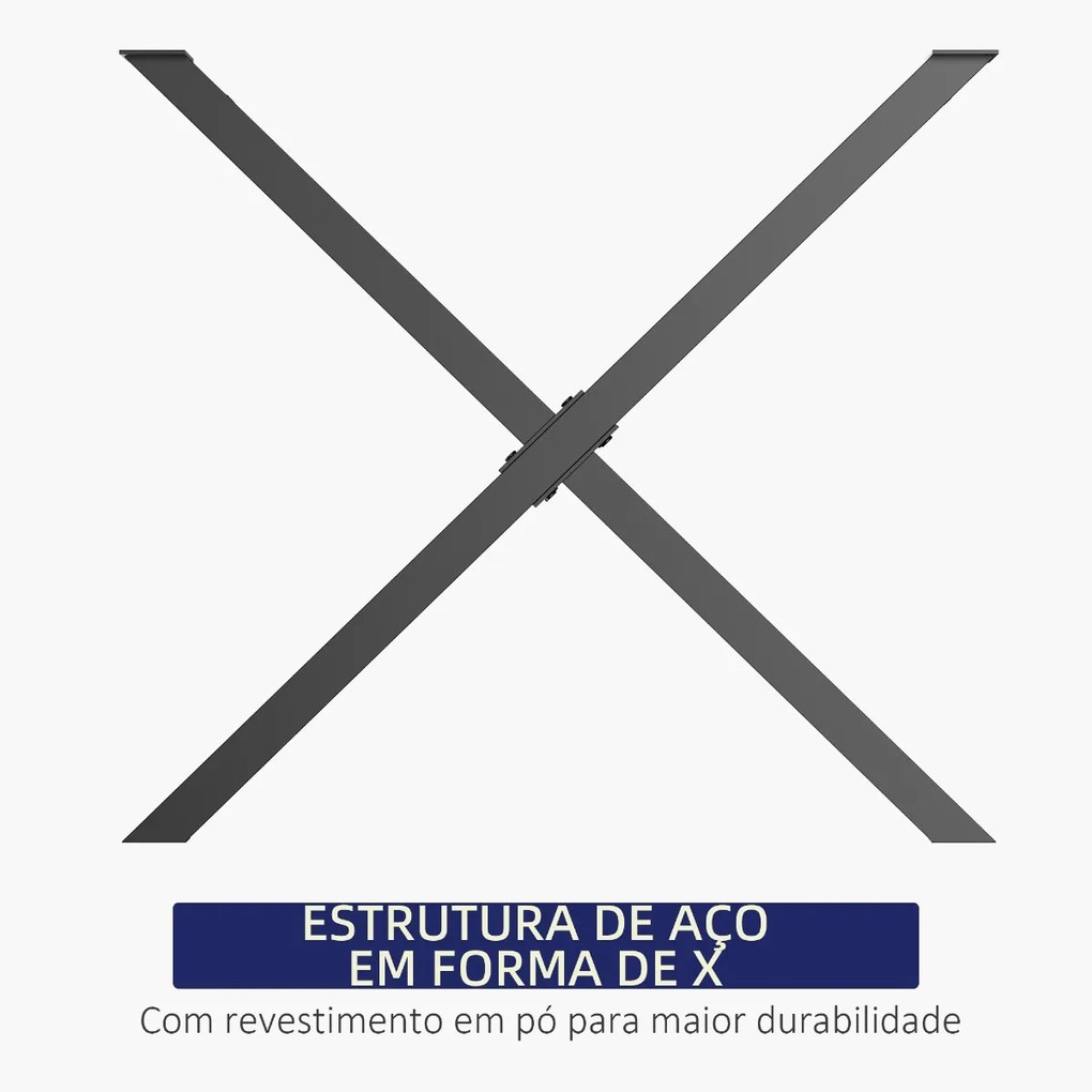 Conjunto de 2 Pés para Mesa Estilo Industrial 80x72cm em Forma de X Pés para Móveis de Aço com Protetores e Parafusos de Montagem Incluídos Preto