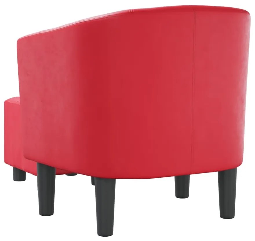 Poltrona com apoio de pés couro artificial vermelho