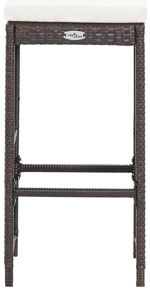7 pcs conjunto bar para jardim c/ almofadões vime PE castanho
