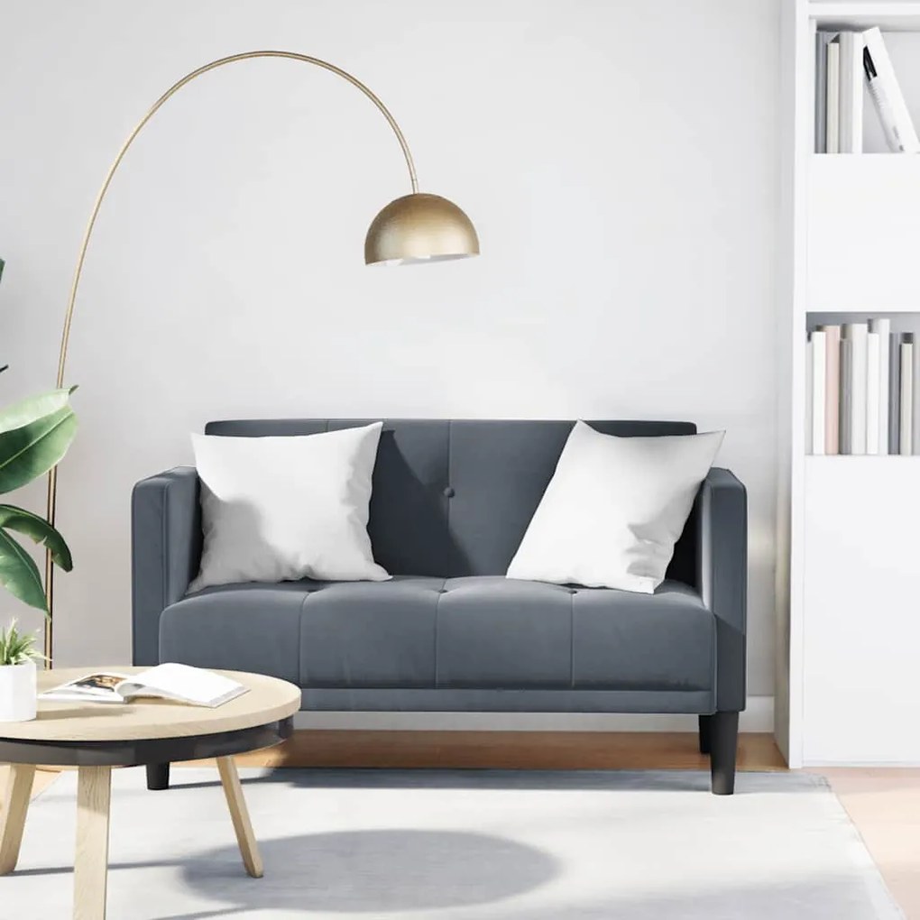 vidaXL Sofá-luvas 111 cm veludo cinzento-escuro