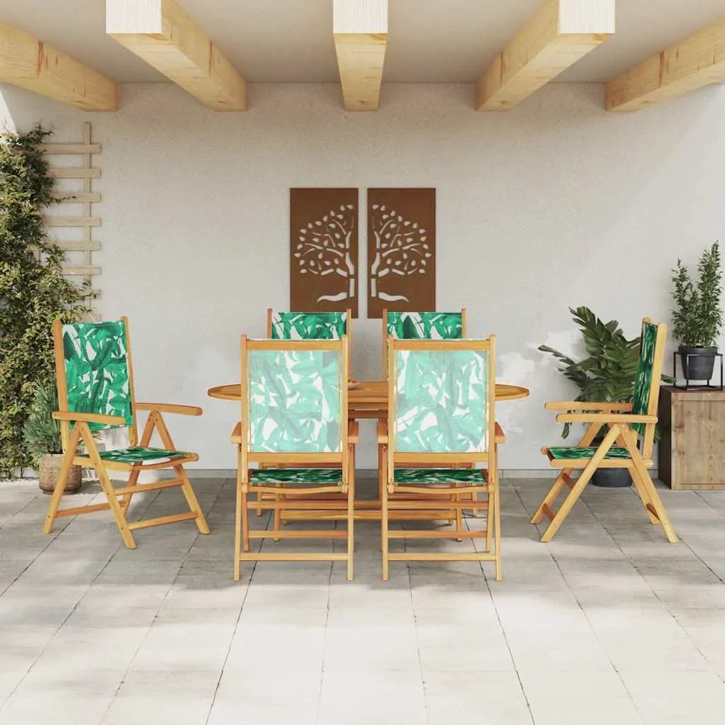 Conjunto de Jantar de Jardim 7 pcs Padrão de folhas 6-Pessoas
