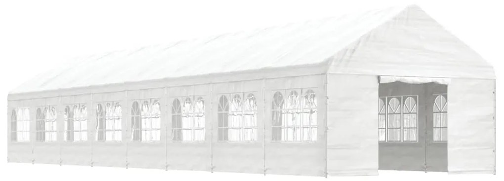 Gazebo com telhado 17,84x4,08x3,22 m polietileno branco