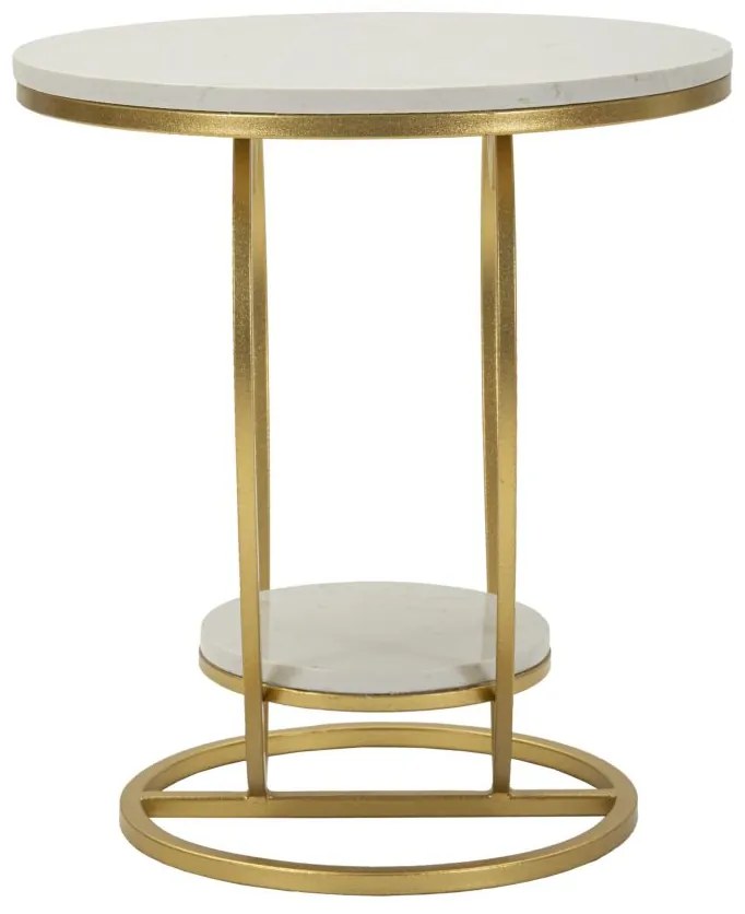 MESA DE APOIO CORAÇ CM Ø 40X45,5 DOURADO E BRANCO