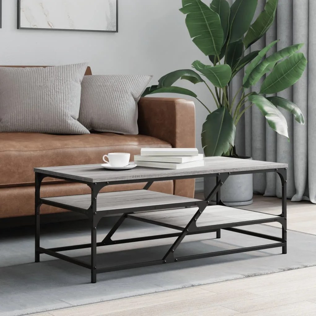 vidaXL Mesa de centro 100x49x40 cm derivados de madeira cinza sonoma