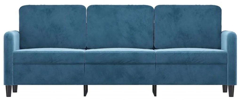 Sofá de 3 lugares 180 cm veludo azul