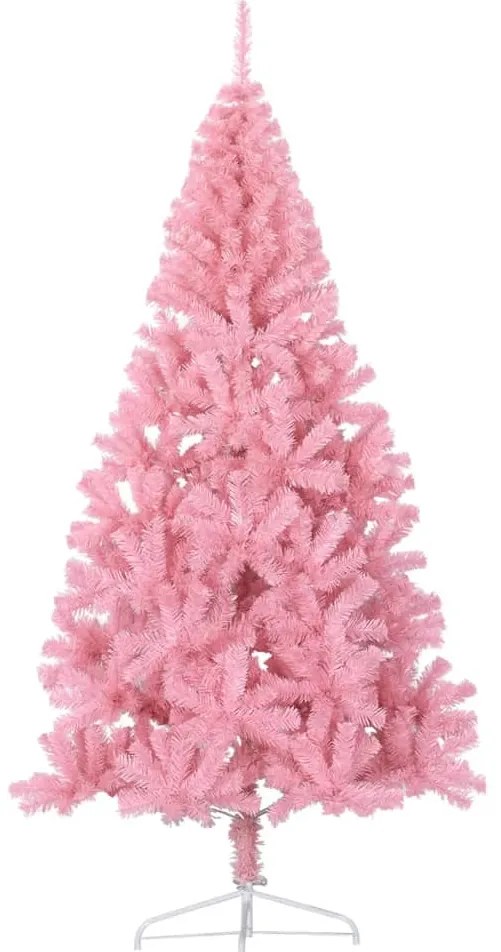 Meia árvore de Natal artificial com suporte 240 cm PVC rosa
