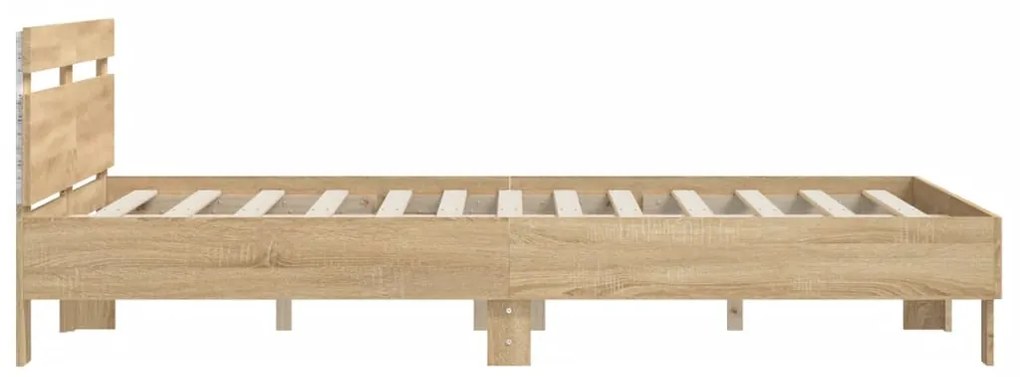Estrutura cama c/ cabeceira/luzes LED 140x190cm carvalho sonoma