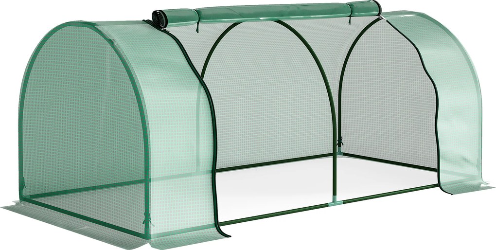 Estufa de Jardim 200x100x80 cm para Cultivo de Plantas Sementes Estufa com Estrutura de Aço e Cobertura de Plástico Verde
