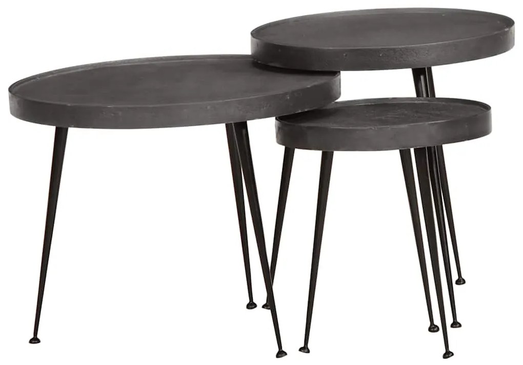 Mesas de centro 3 pcs derivados de madeira preto
