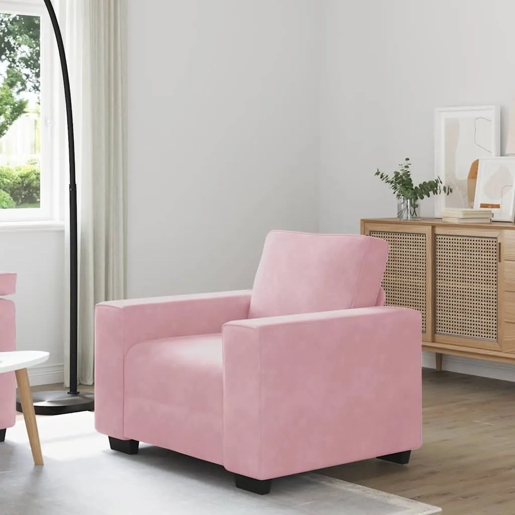 vidaXL Poltrona 60 cm veludo rosa