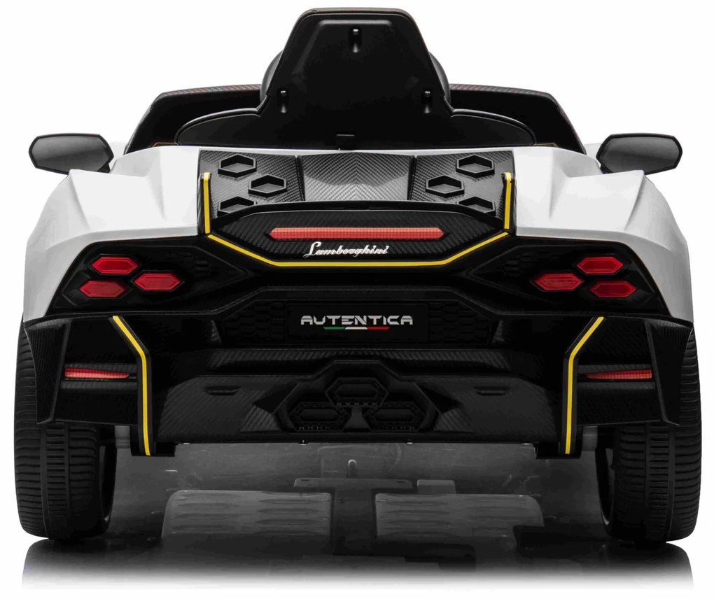 Carro elétrico para Crianças 12v 4X4 Lamborghini Invencible, Rodas de EVA, Assento de couro Branco