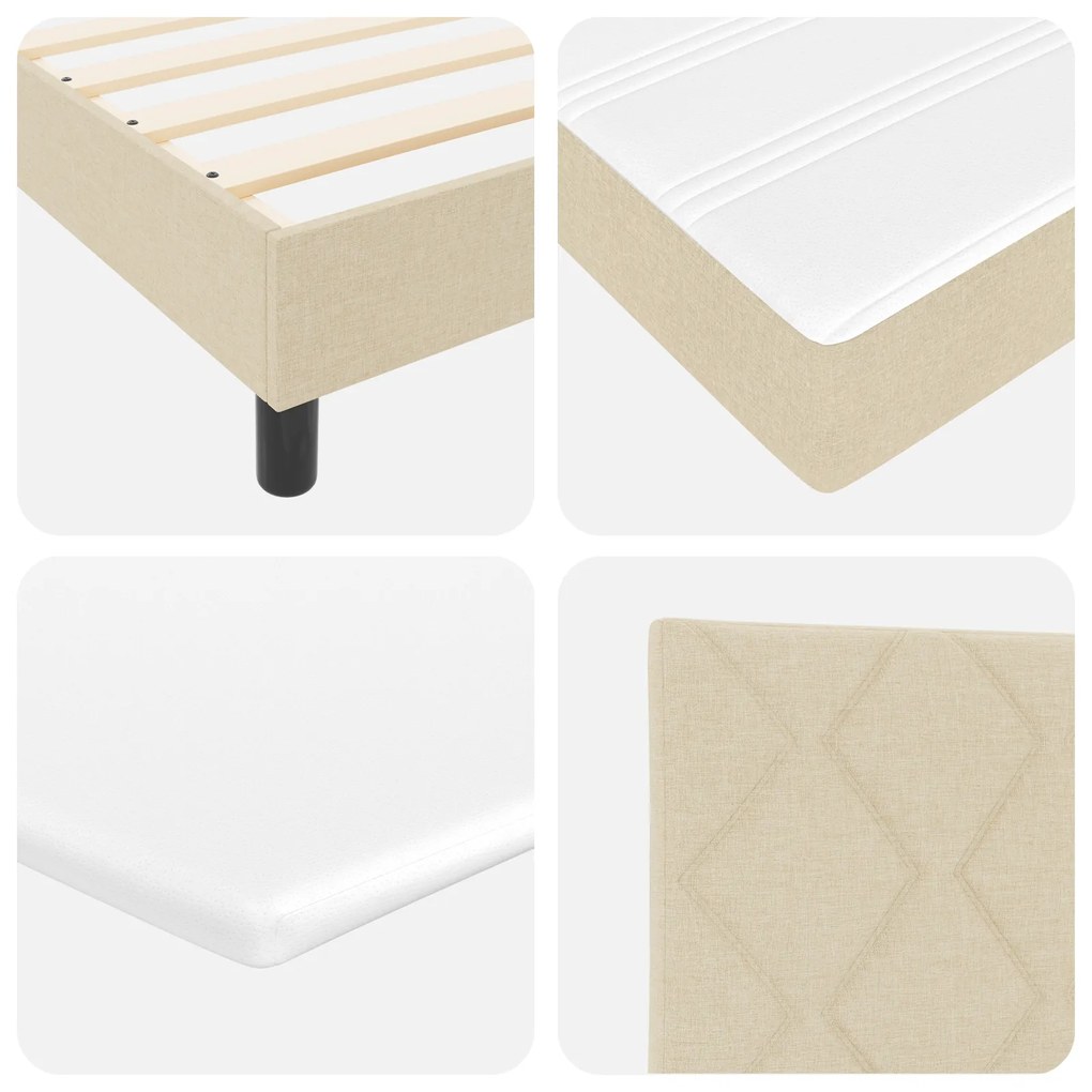 Cama Boxspring com Colchão Creme 100x200 cm Tecido
