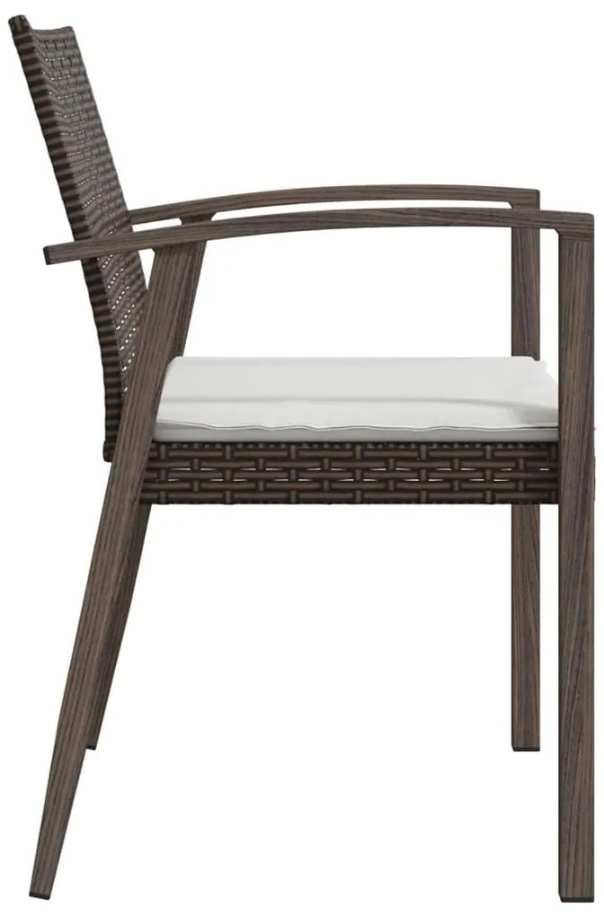 Cadeiras jardim + almofadões 2pcs 56,5x57x83cm vime PE castanho