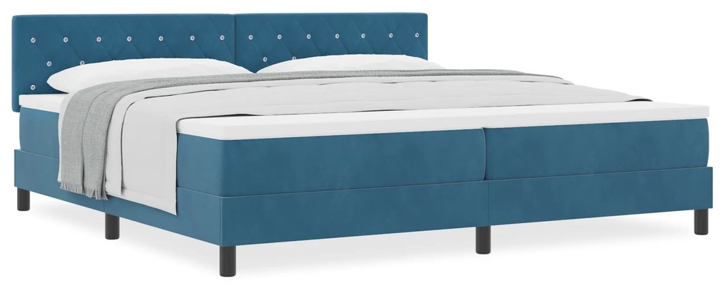 Cama Box com Colchão vidaXL Azul Escuro 200x200 cm Veludo